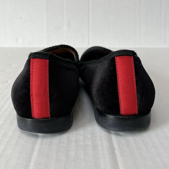 Del Toro Black Velvet Loafers Skull & Crossbones Size 9 Slip On Flats Italy Made main image 11
